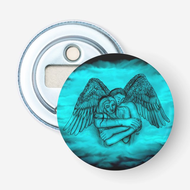 Angel Eros in Love , black and green design Bottle Opener (Front)