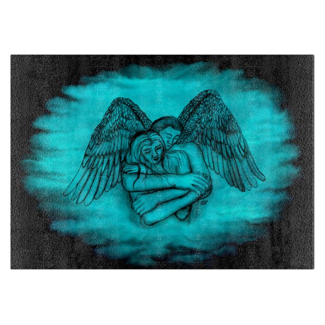 Angel Eros in Love , black and green design Cutting Board (Front)