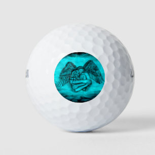 Angel Eros in Love , black and green design Golf Balls