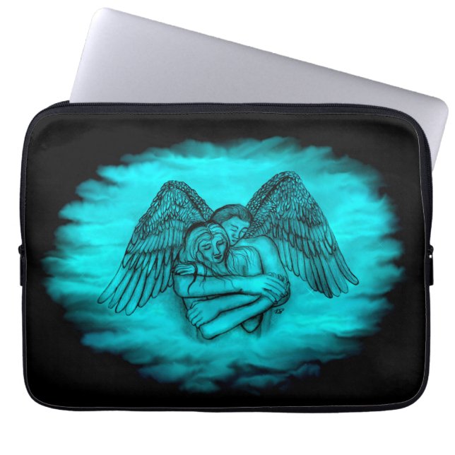 Angel Eros in Love , black and green design Laptop Sleeve (Front)