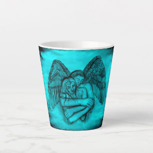 Angel Eros in Love , black and green design Latte Mug
