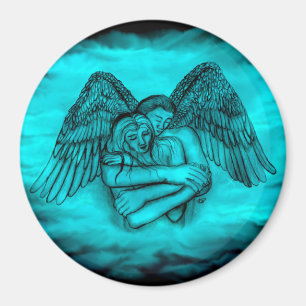 Angel Eros in Love , black and green design Magnet