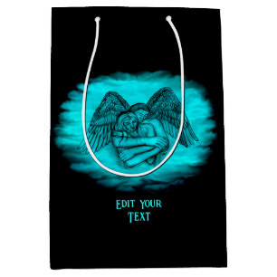 Angel Eros in Love , black and green design Medium Gift Bag