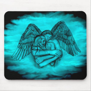 Angel Eros in Love , black and green design Mouse Mat
