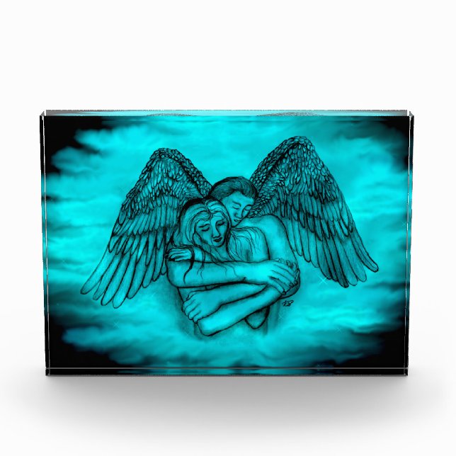 Angel Eros in Love , black and green design Photo Block (Front)