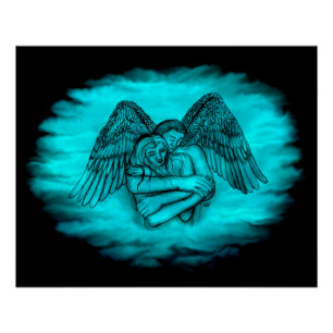 Angel Eros in Love , black and green design Poster
