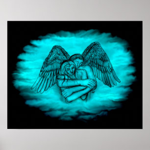 Angel Eros in Love , black and green design Poster