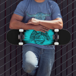 Angel Eros in Love , black and green design Skateboard