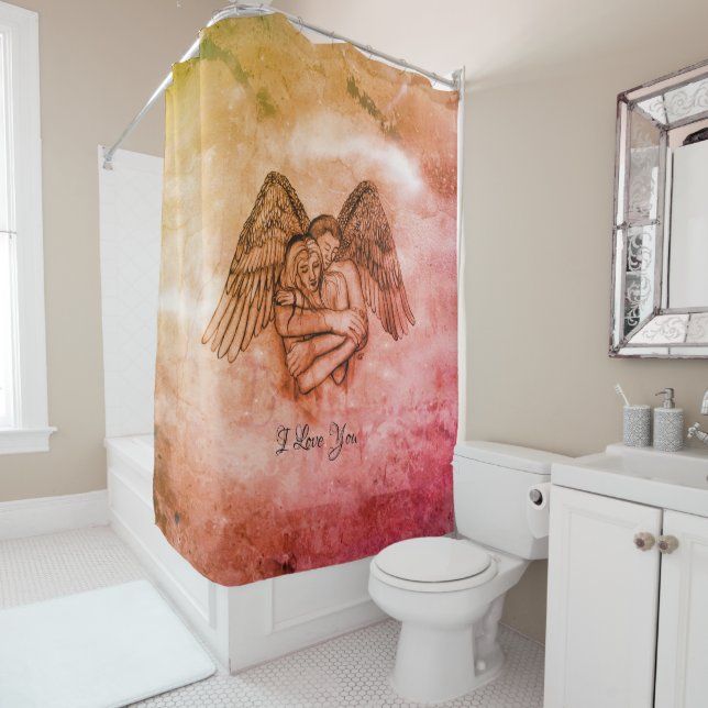 Angel Eros in Love , I Love You Shower Curtain (In Situ)