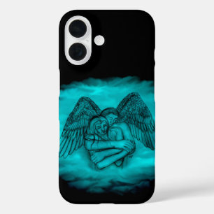 Angel Eros in Love in black and green design iPhone 16 Case