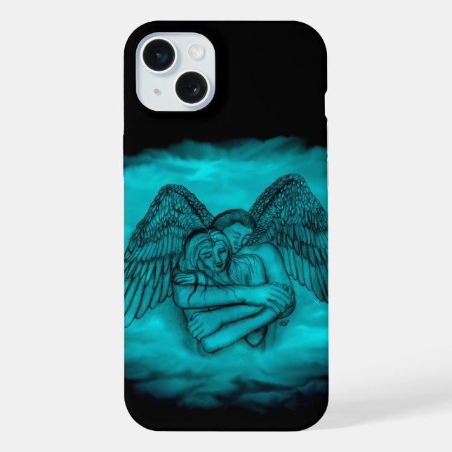 Angel Eros in Love in black and green design iPhone Case (Back)