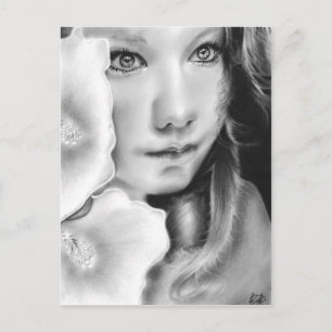 Angel Eyes Girl Flower Postcard