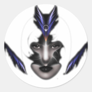 Angel Eyes Wings Of Wind Fractal Art Classic Round Sticker
