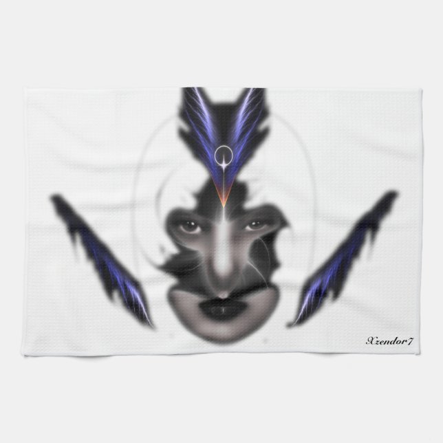 Angel Eyes Wings Of Wind Fractal Kitchen Towel (Horizontal)