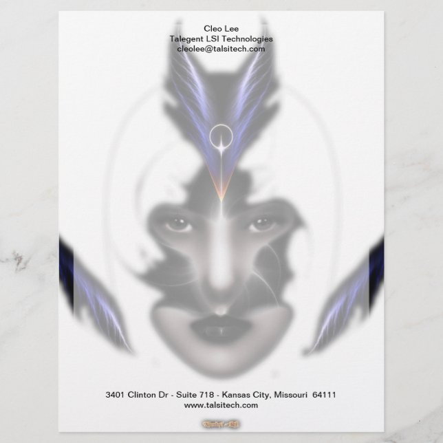Angel Eyes Wings Of Wind ISO Fractal Art Custom Letterhead (Front)