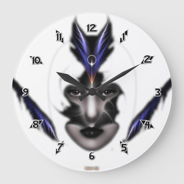 Angel Eyes Wings Of Wind ISO Fractal Art Large Clock (Front)
