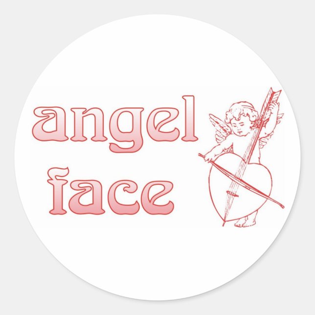 Angel face classic round sticker (Front)