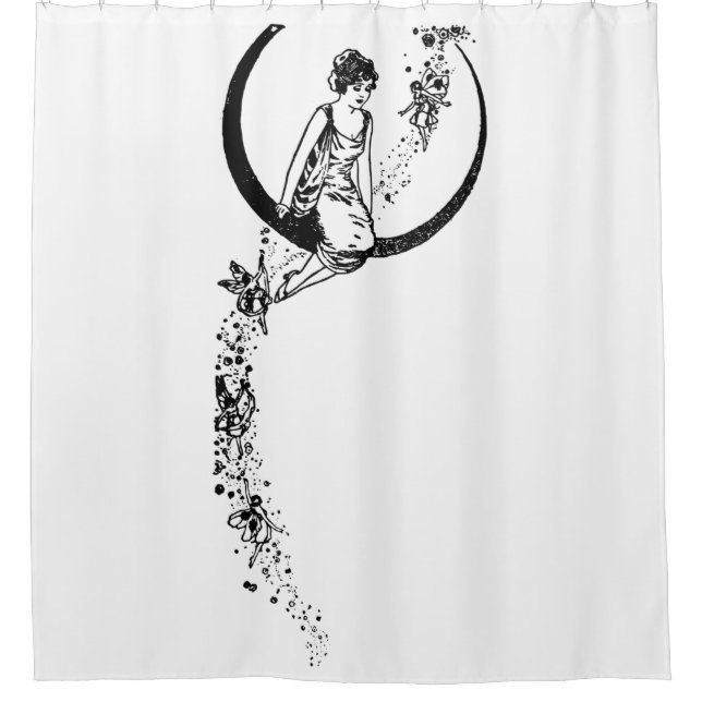 Angel & fairy, drawing  shower curtain (Front)