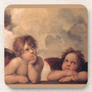 angel faith Raphael vintage old painting blessing Coaster