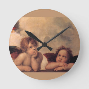 angel faith Raphael vintage old painting blessing Round Clock