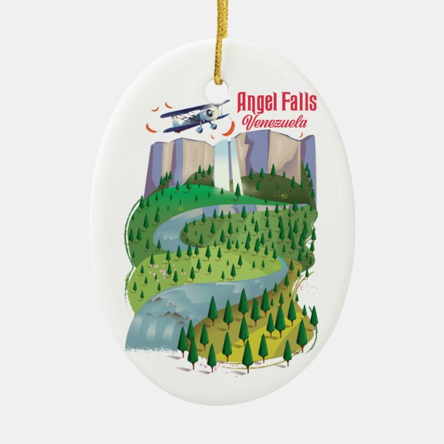 Angel Falls Venezuela Ceramic Tree Decoration (Front)