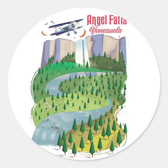 Angel Falls Venezuela Classic Round Sticker (Front)