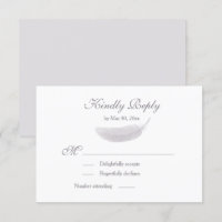 Angel Feather Lilac White Grey Wedding RSVP