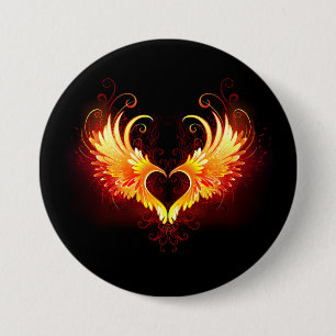 Angel Fire Heart with Wings 7.5 Cm Round Badge