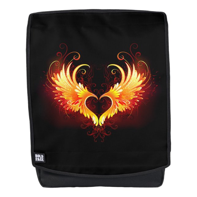 Angel Fire Heart with Wings Backpack (Front)