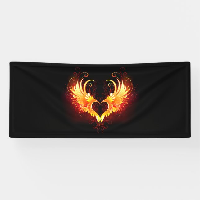 Angel Fire Heart with Wings Banner (Horizontal)