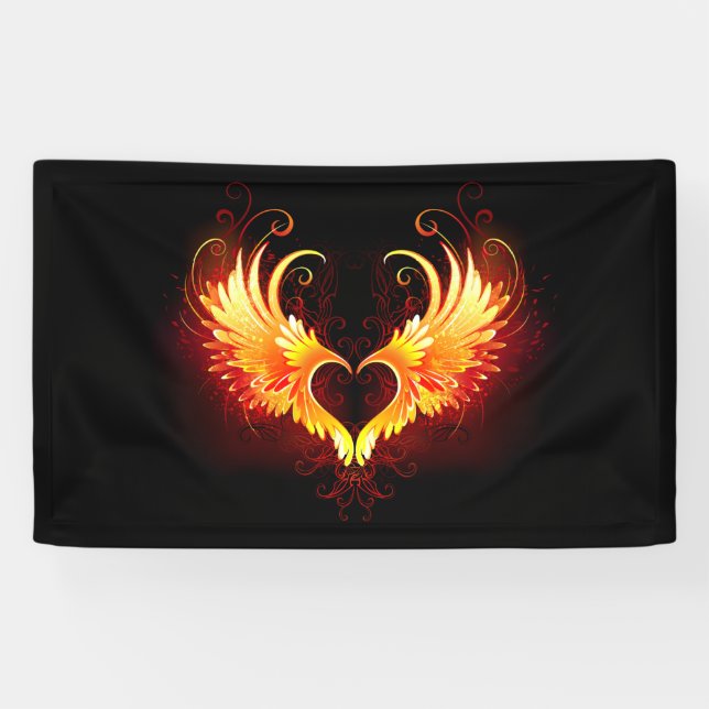 Angel Fire Heart with Wings Banner (Horizontal)