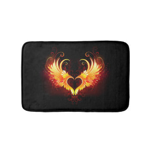 Angel Fire Heart with Wings Bath Mat