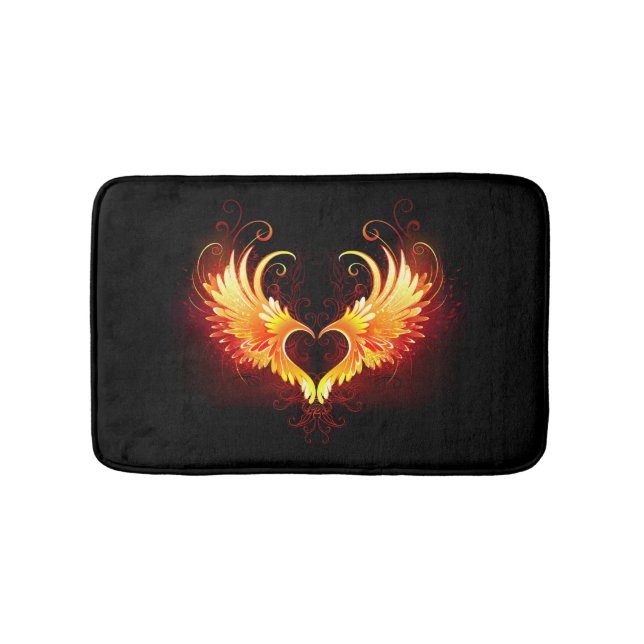 Angel Fire Heart with Wings Bath Mat (Front)