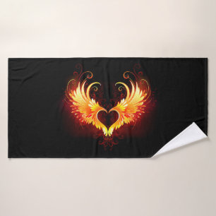 Angel Fire Heart with Wings Bath Towel