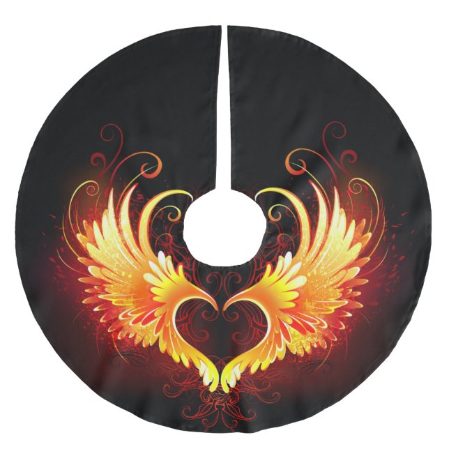 Angel Fire Heart with Wings Brushed Polyester Tree Skirt (Front)