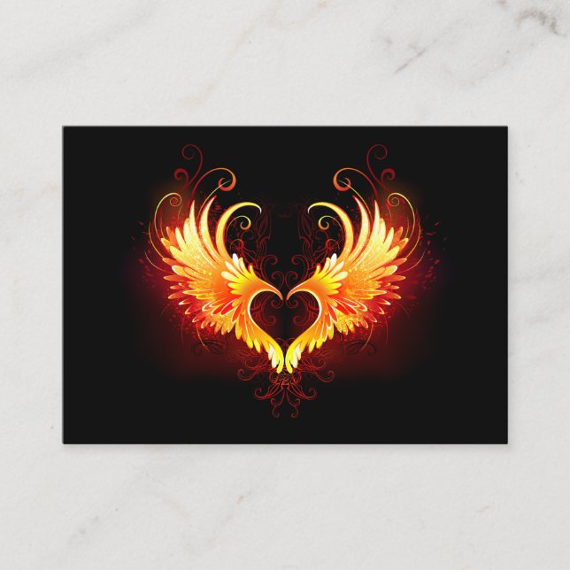 Angel Fire Heart with Wings Business Card (Front)