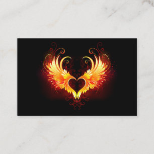 Angel Fire Heart with Wings Business Card