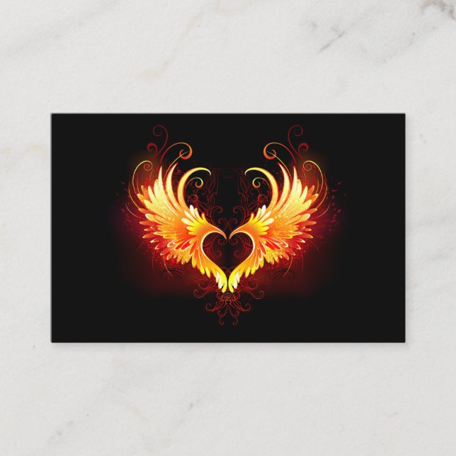 Angel Fire Heart with Wings Business Card (Front)