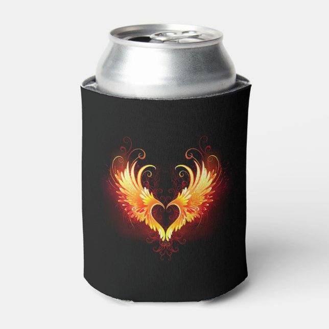 Angel Fire Heart with Wings Can Cooler (Can Front)