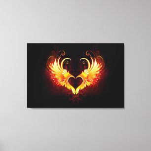 Angel Fire Heart with Wings Canvas Print