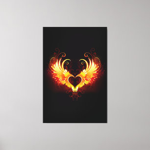 Angel Fire Heart with Wings Canvas Print