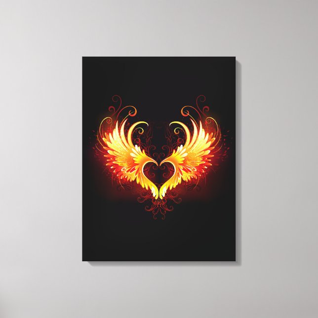 Angel Fire Heart with Wings Canvas Print (Front)