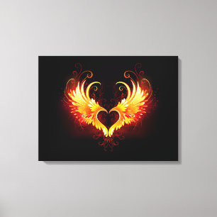 Angel Fire Heart with Wings Canvas Print
