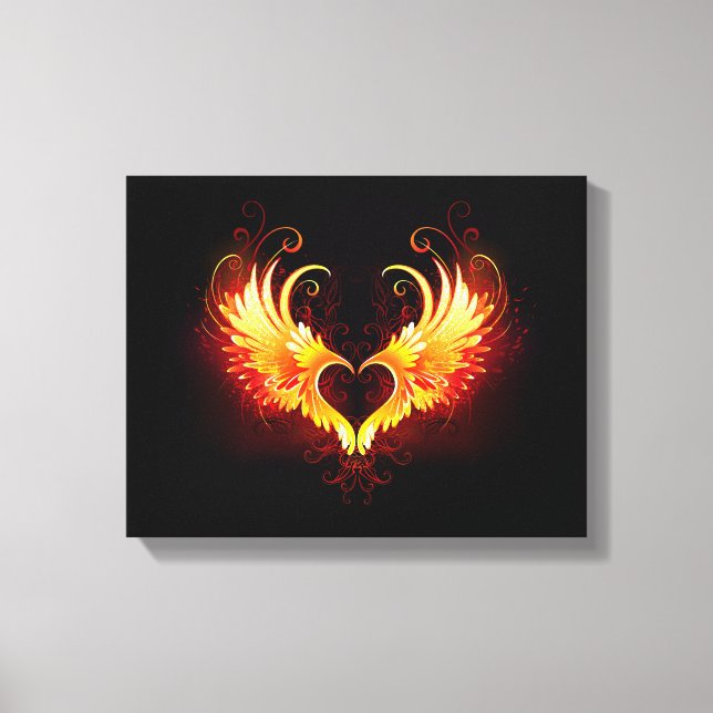 Angel Fire Heart with Wings Canvas Print (Front)