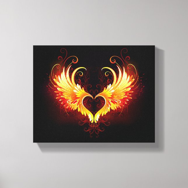 Angel Fire Heart with Wings Canvas Print (Front)