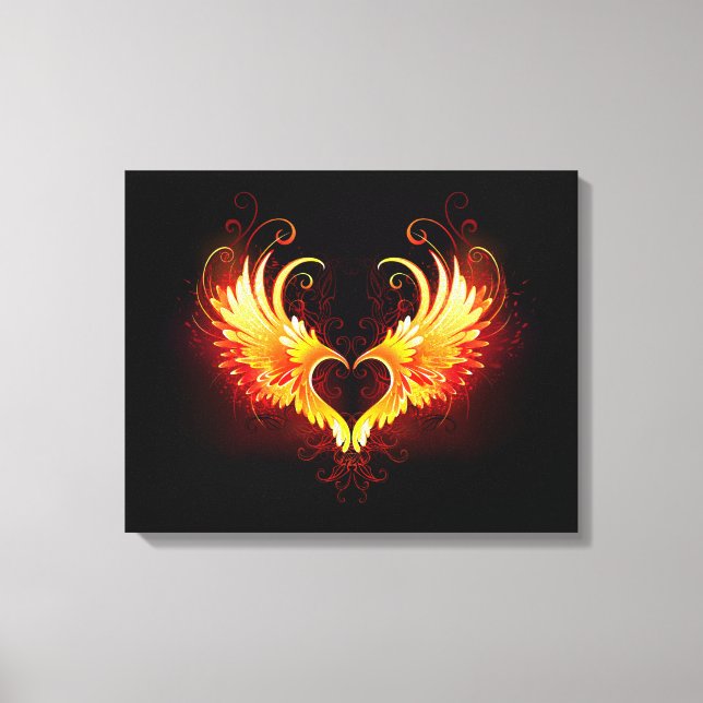 Angel Fire Heart with Wings Canvas Print (Front)
