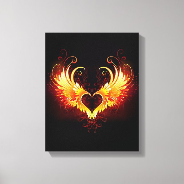 Angel Fire Heart with Wings Canvas Print (Front)