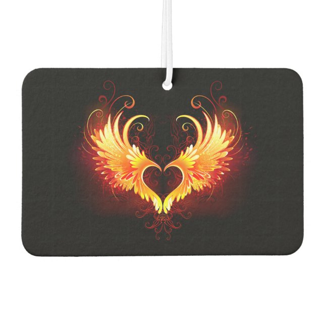 Angel Fire Heart with Wings Car Air Freshener (Front)