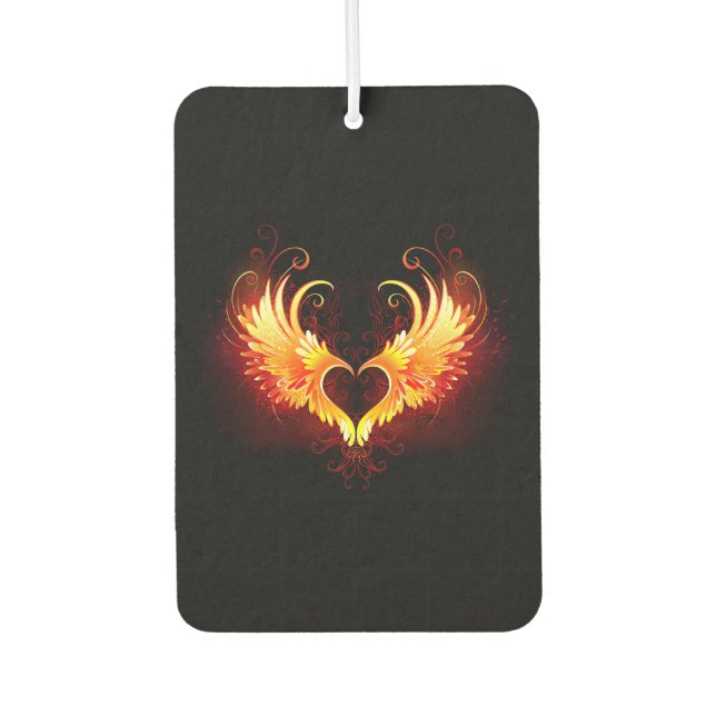 Angel Fire Heart with Wings Car Air Freshener (Front)