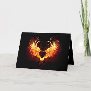 Angel Fire Heart with Wings Card